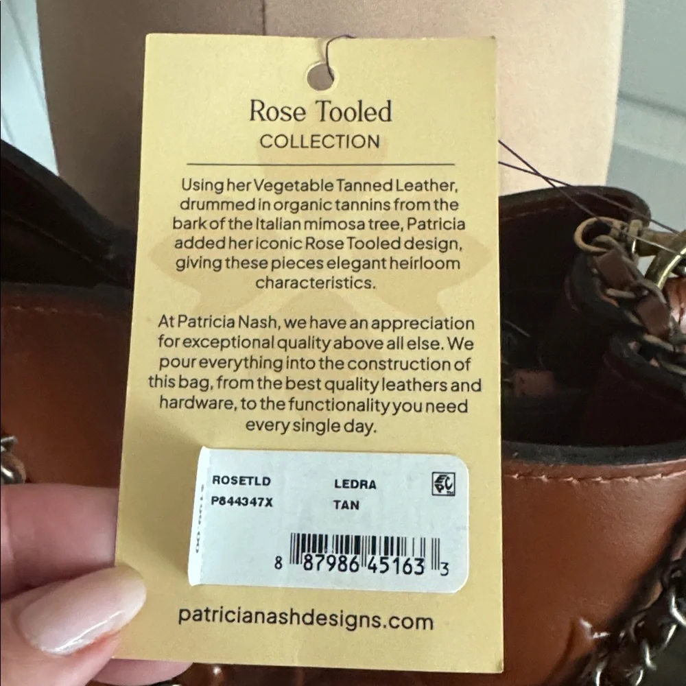 Patricia Nash Tooled Leather Ledra Bucket Crossbody Tote Handbag Tan